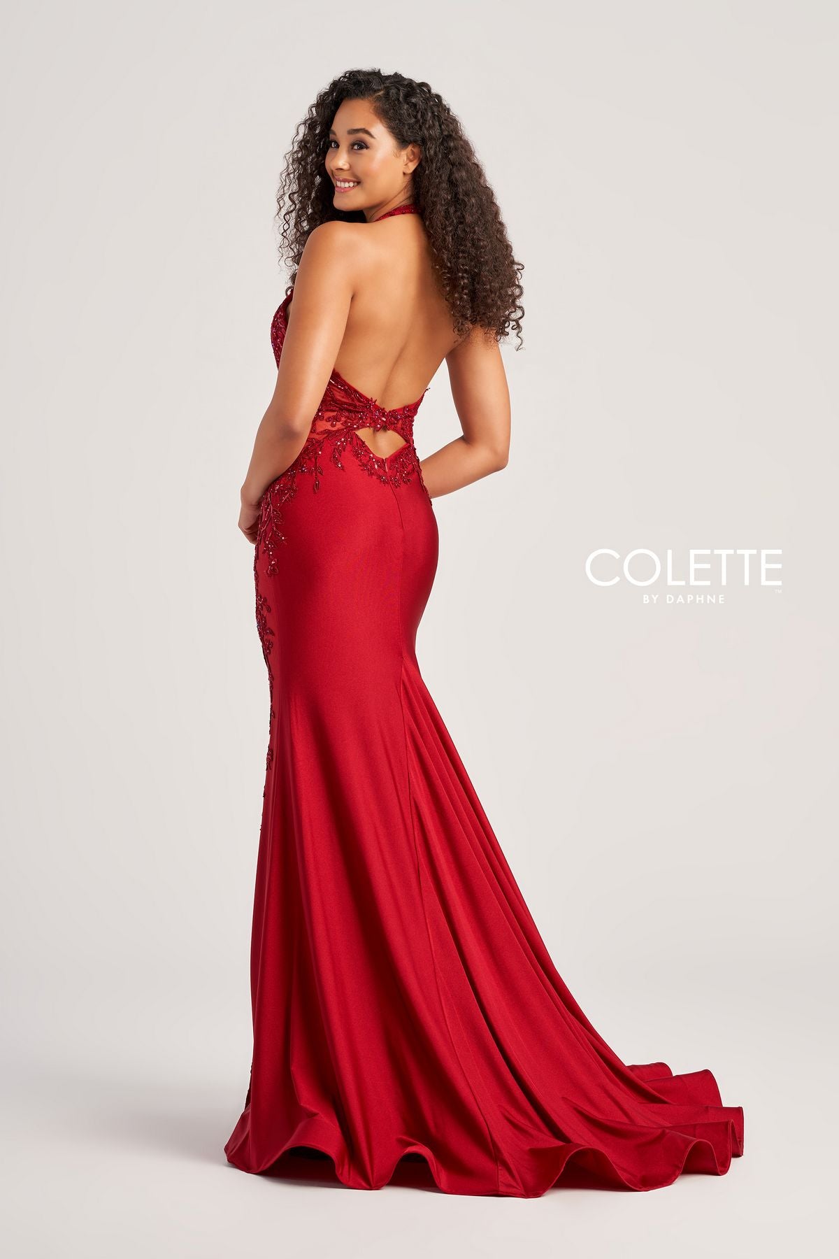 Prom Dresses Halter Long Formal Applique Prom Dress Scarlet