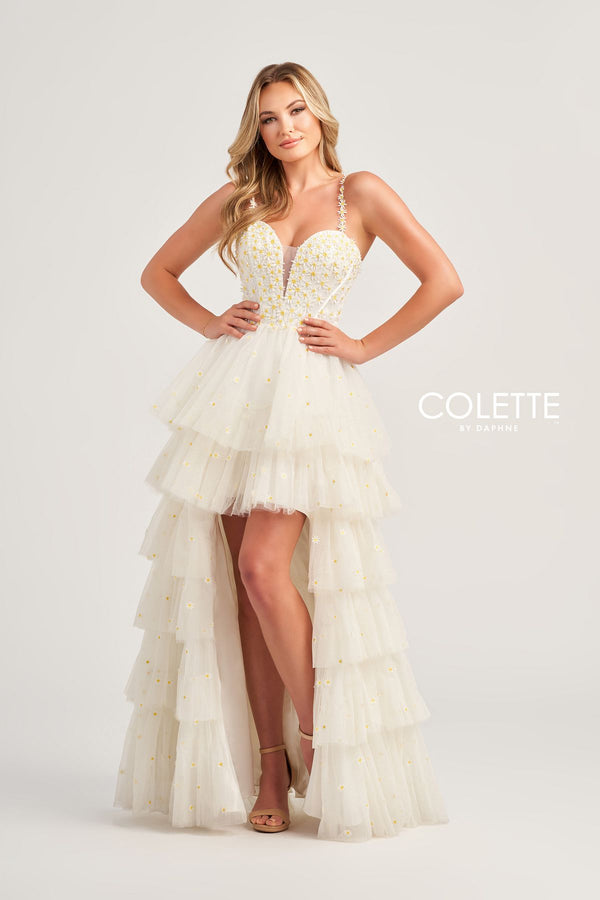 Colette CL5237 High Low Formal Glitter Prom Dress