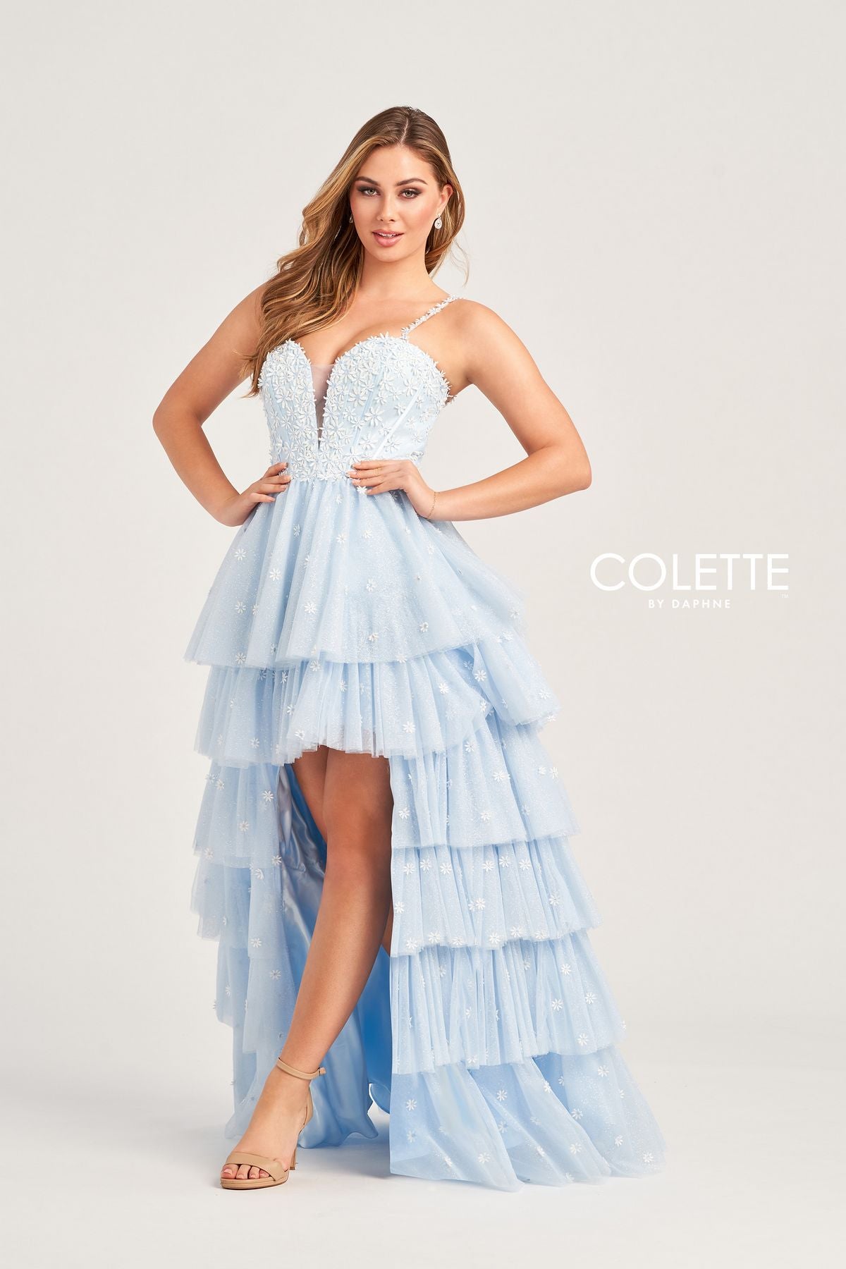 Colette CL5237 High Low Formal Glitter Prom Dress