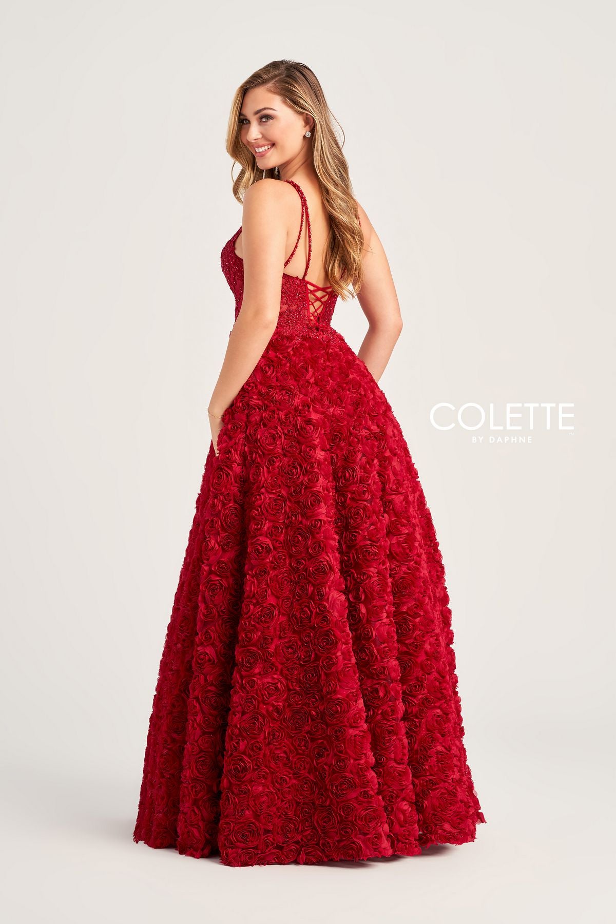 Colette CL5251 Applique Long Formal Prom Rosette Ball Gown