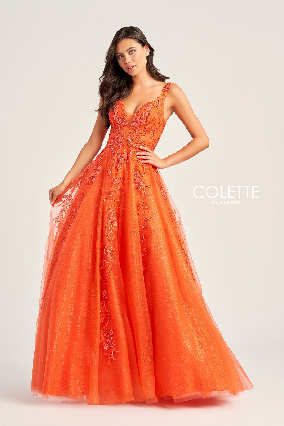 Orange Colette CL5261 Glitter Long Formal Sequin Prom Dress for $629.99