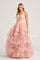 Prom Dresses Floral Glitter Long Prom Formal Ruffle Dress Pink/Multi