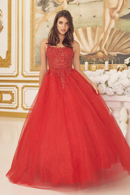 Nox Anabel CU1112 Long Quinceanera Dress Sweet 16 Gown Red