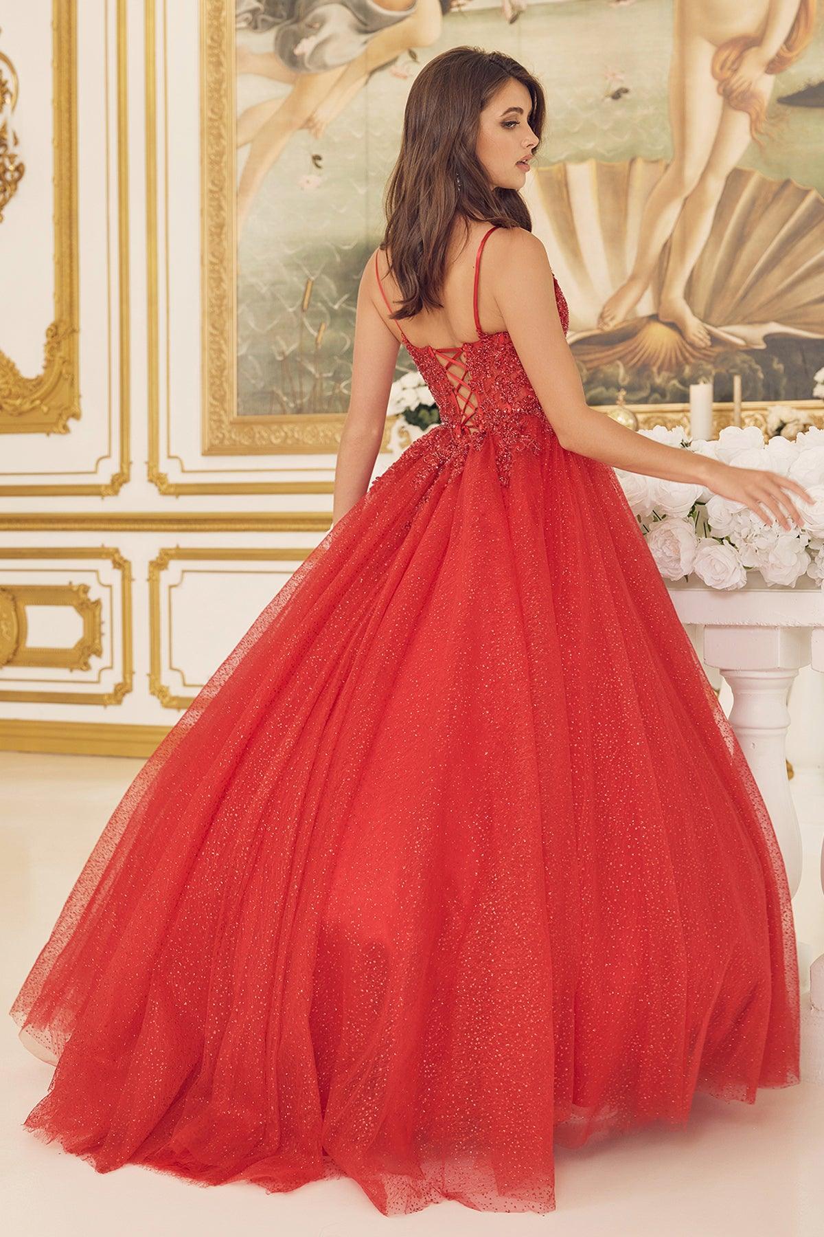 Nox Anabel CU1112 Long Quinceanera Dress Sweet 16 Gown Red
