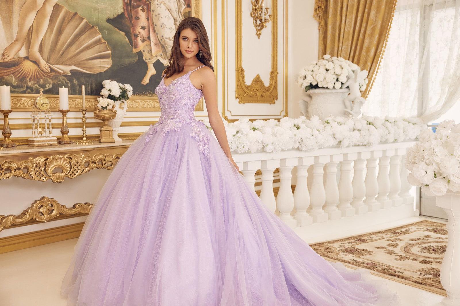 Nox Anabel CU1115 Long Spaghetti Strap Quinceanera Dress Ball Gown Lilac