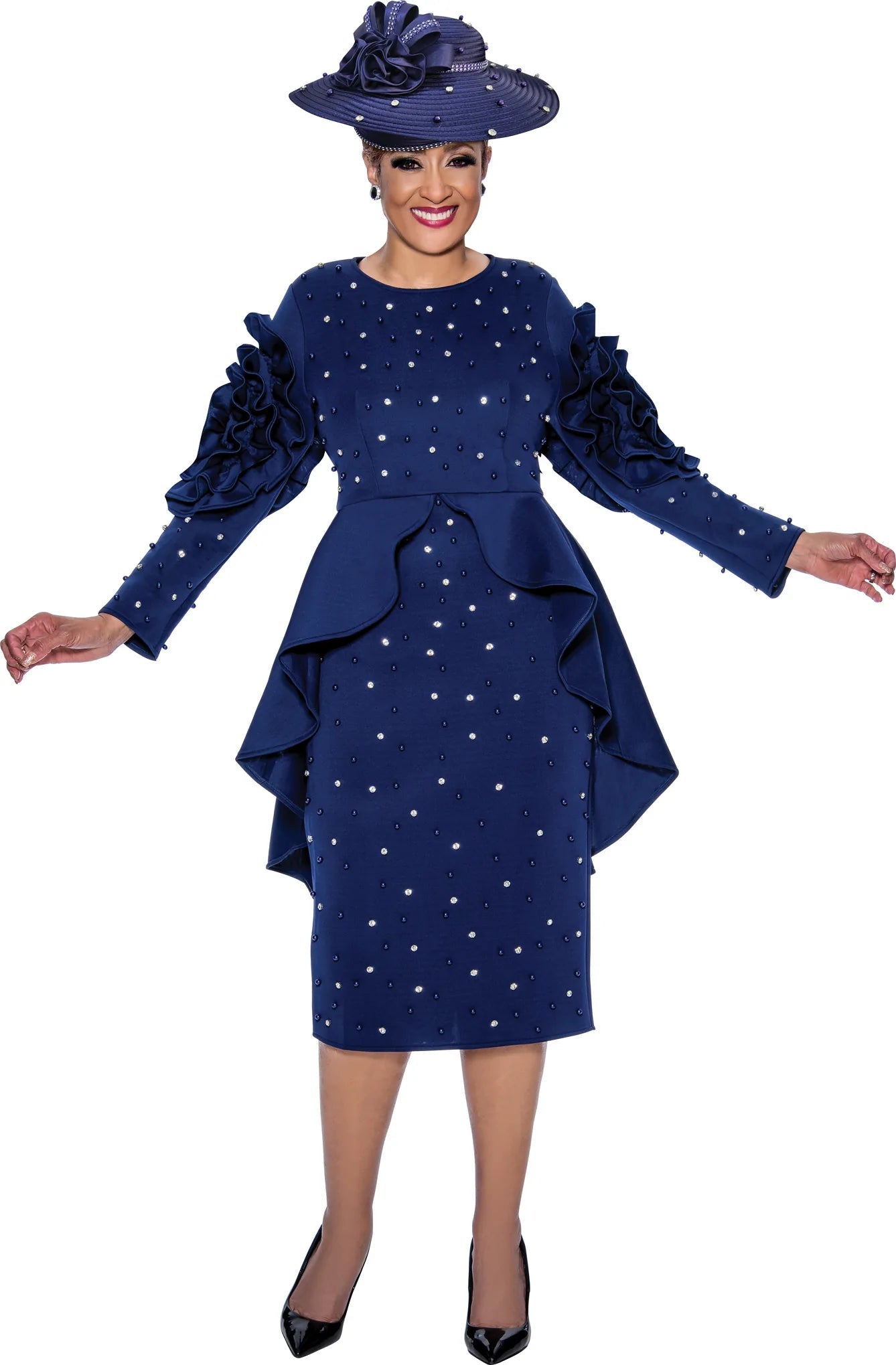 Divine Apparel DCC4711W Long Sleeve Fitted Formal Short Dress