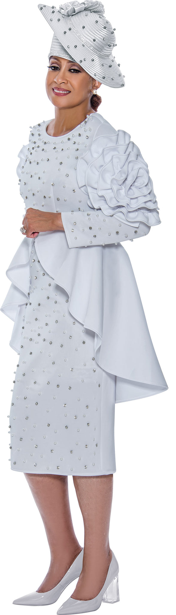 Divine Apparel DCC4711W Long Sleeve Fitted Formal Short Dress