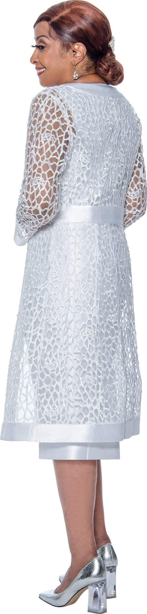 White Divine Apparel DCC4892W Long Sleeve Formal Jacket Midi Dress for ...