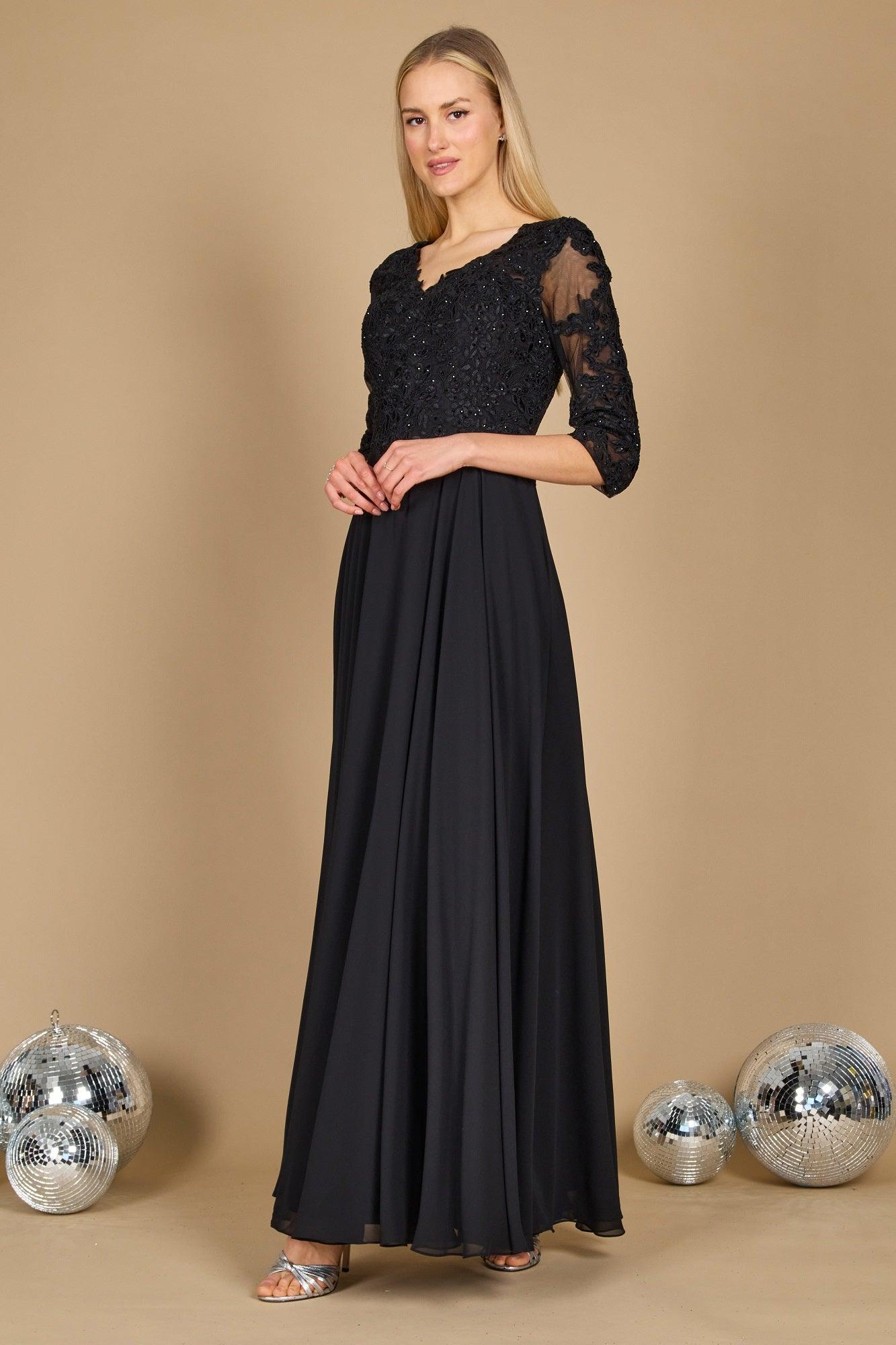 Formal Dresses Long Formal Mother of the Bride Dress  Black