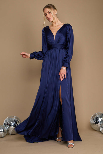 Formal Dresses Long Sleeve Formal Evening Party Dress Navy