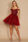 Homecoming Dresses Short Sparkle Off Shoulder Prom Dress Burgundy