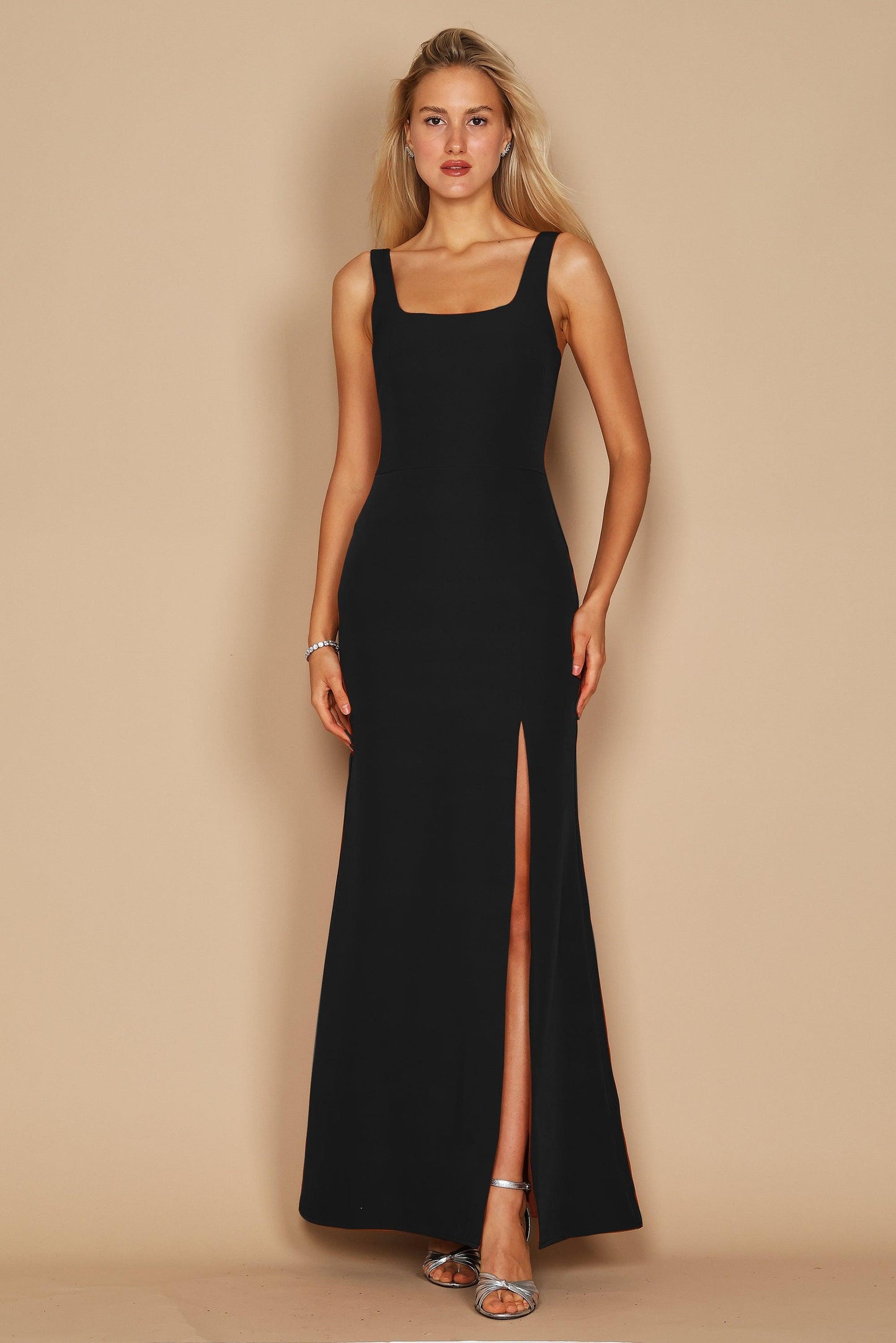 Formal Dresses Long Formal Square Neckline Evening Dress Black