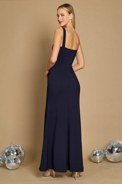 Formal Dresses Long Formal Square Neckline Evening Dress Navy