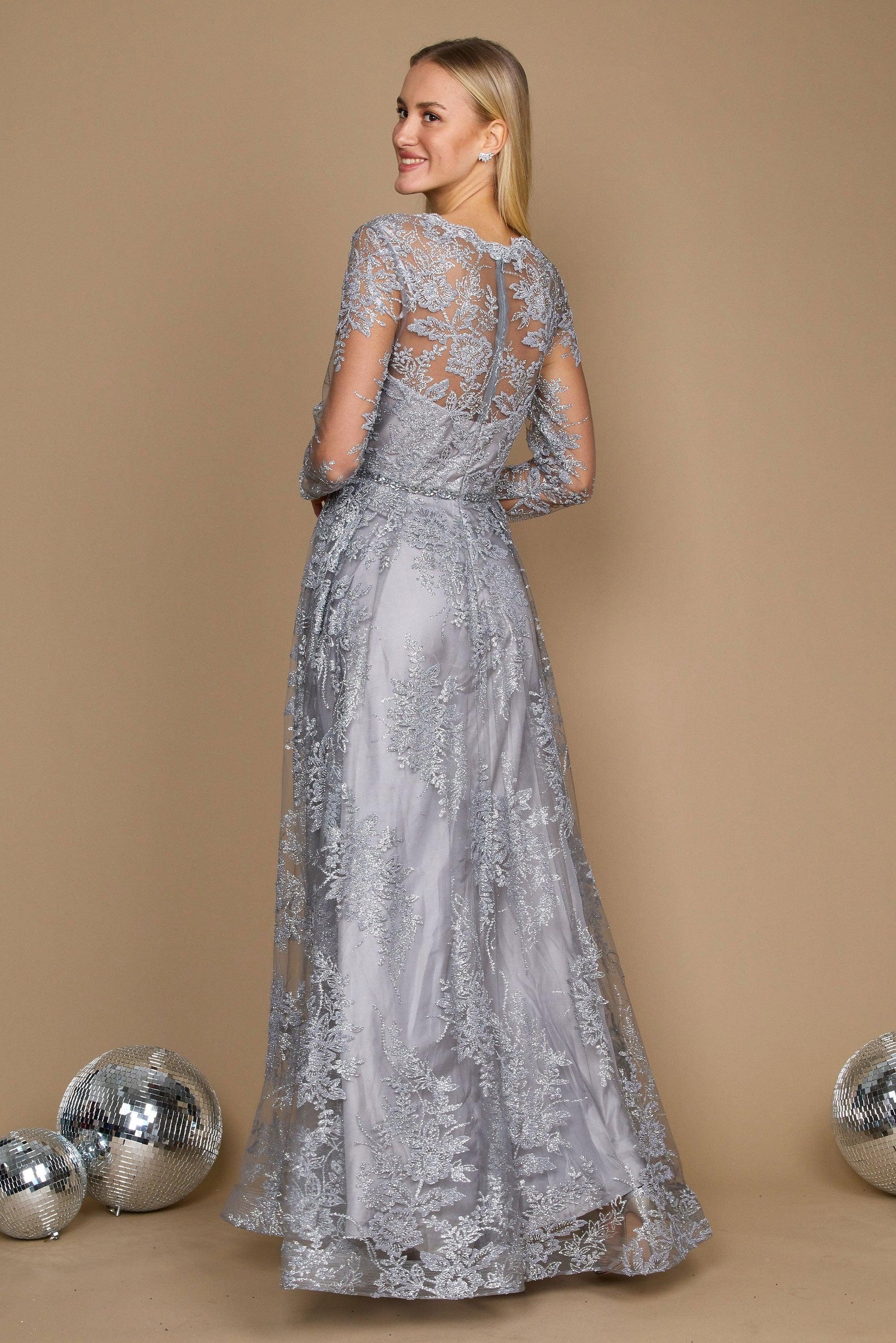 Formal Dresses Long Sleeve Formal Dress Evening Gown Charcoal