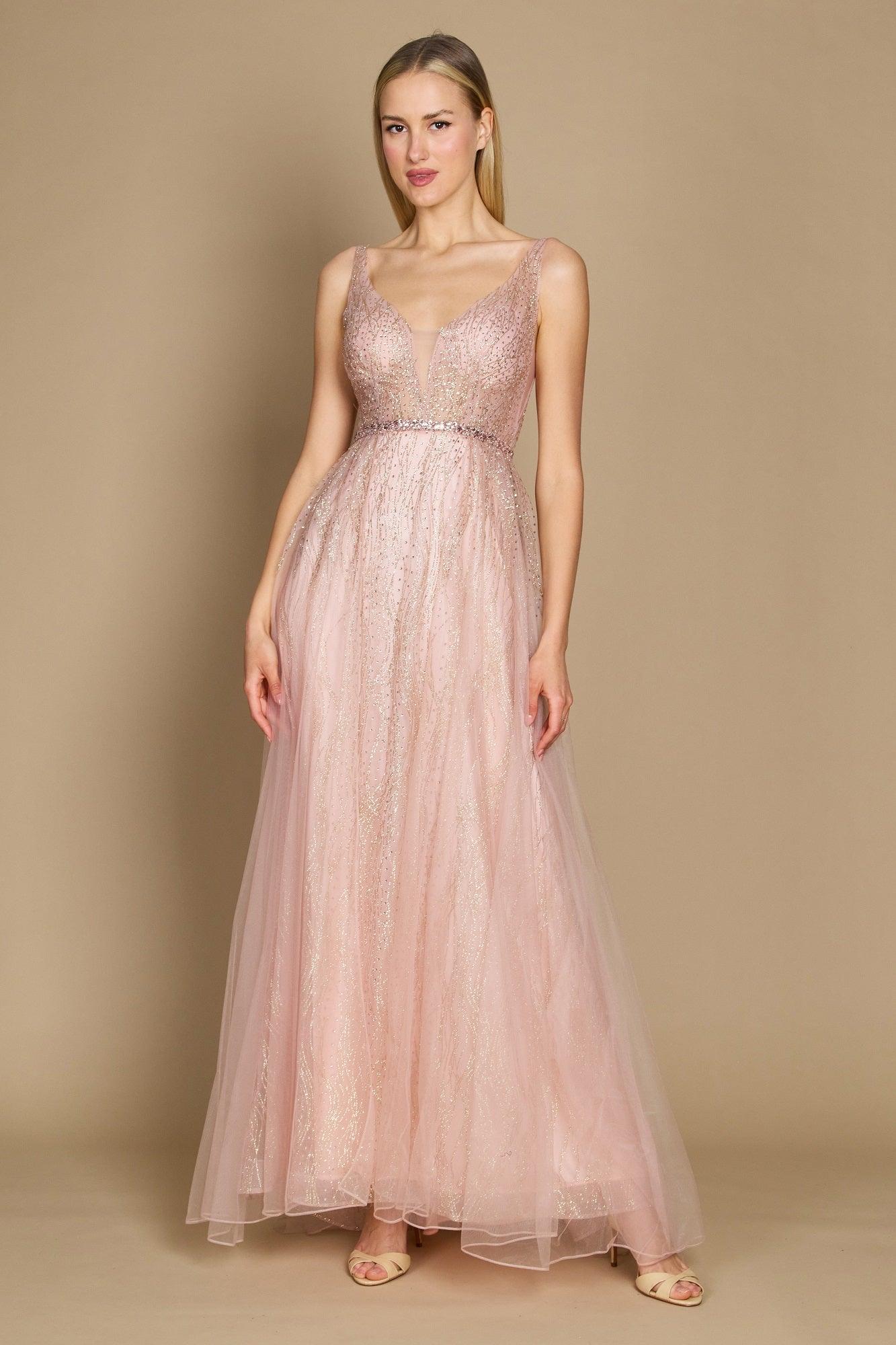 Long Formal Prom Rose Gold Dress
