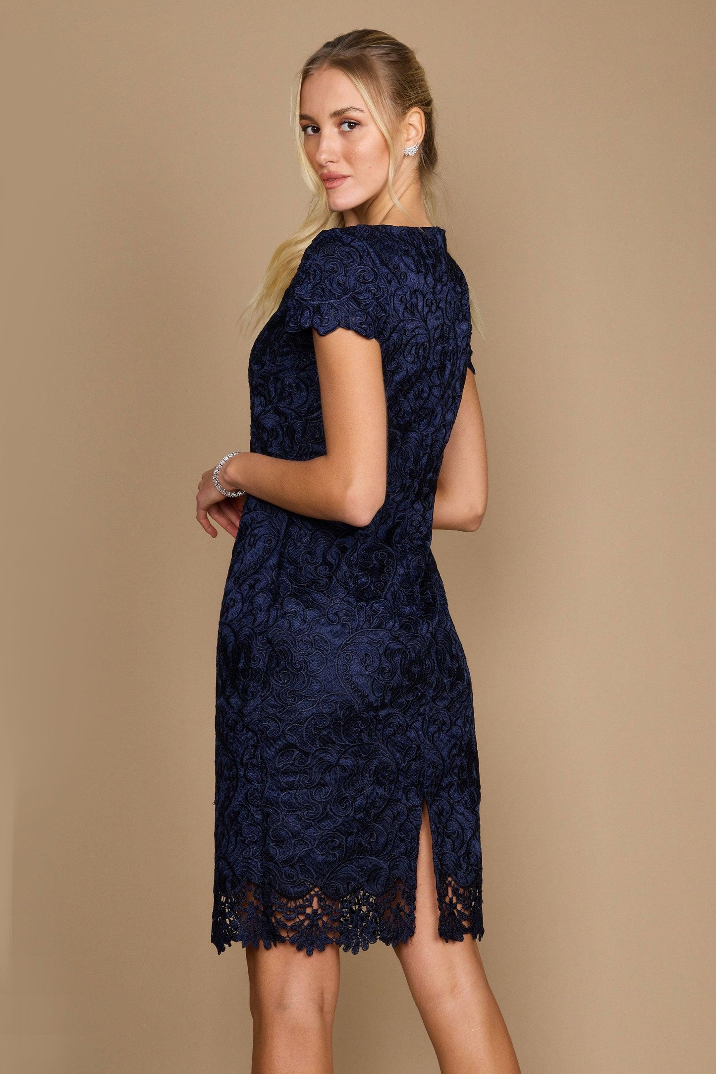 Short Lace Formal Evening Cocktail Dress Navy