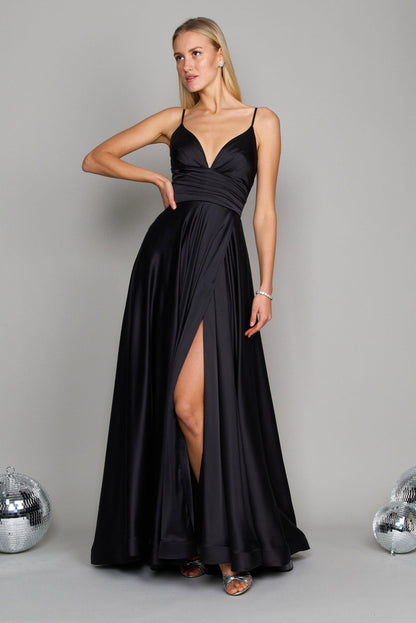 Prom Dresses Long Spaghetti Strap Prom Formal Gown Black