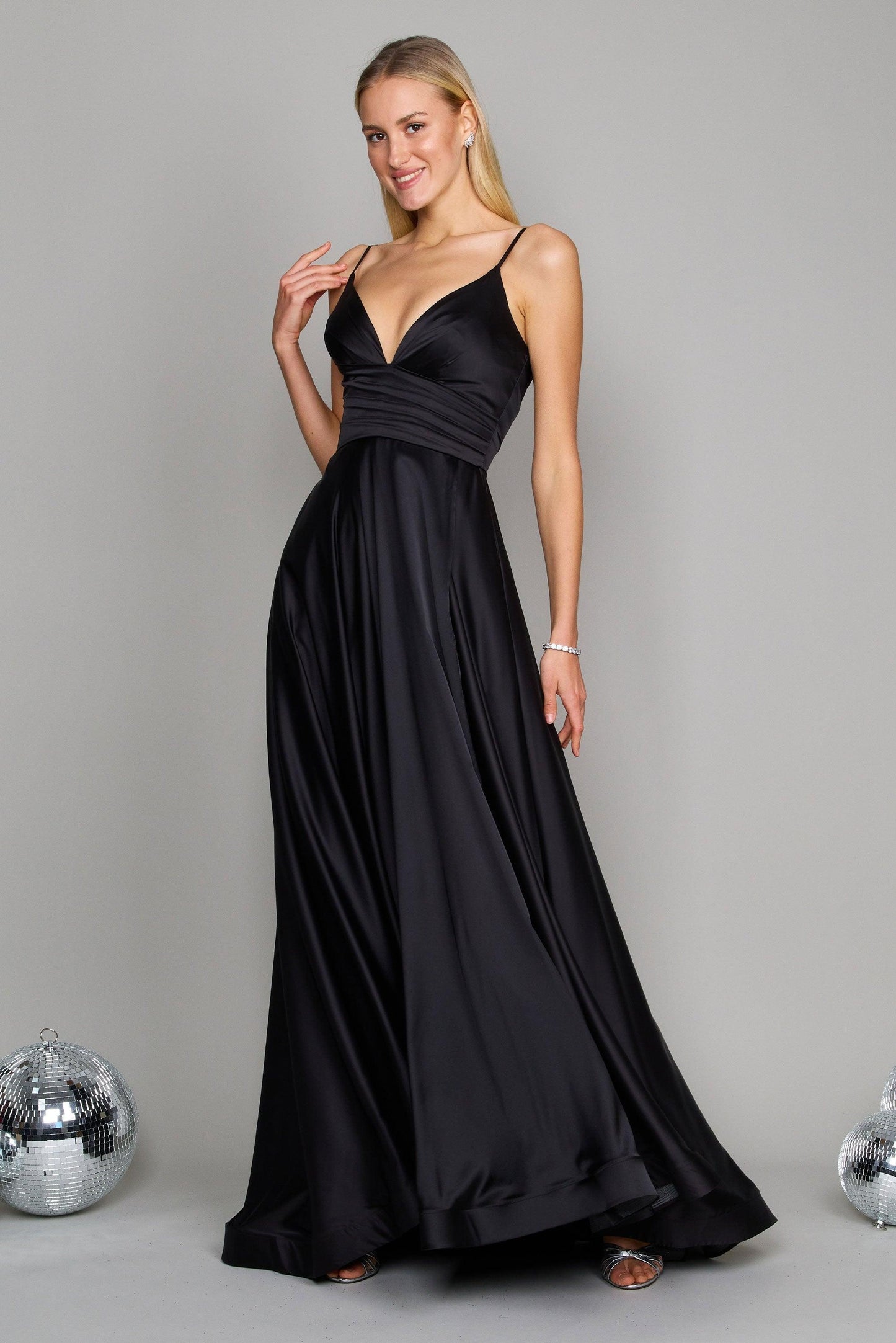 Prom Dresses Long Spaghetti Strap Prom Formal Gown Black