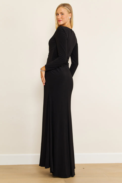 Black Long Formal Stretch Evening Long Sleeve Dress for $85.0 – The