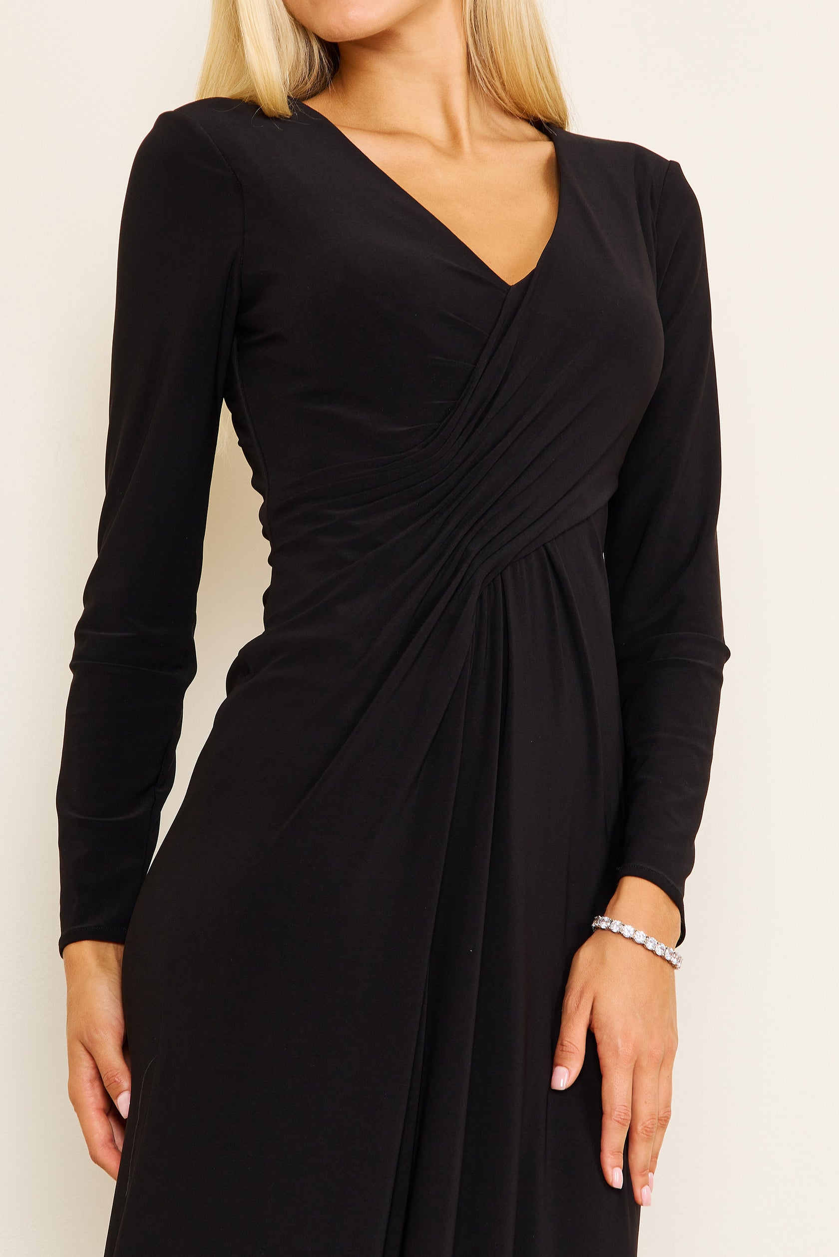 Black Long Formal Stretch Evening Long Sleeve Dress for $85.0 – The