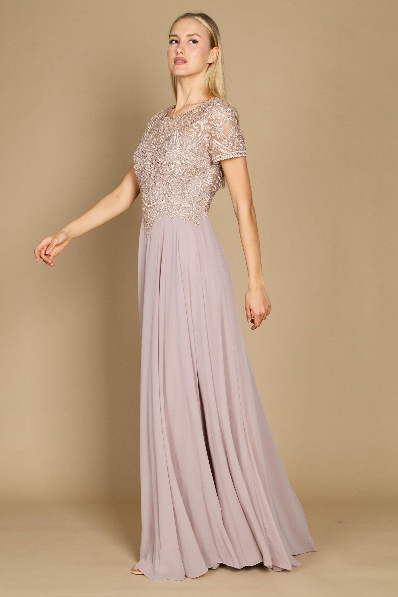 Dylan & Davids Short Sleeve Formal Mother of the Bride Dress  Mocha