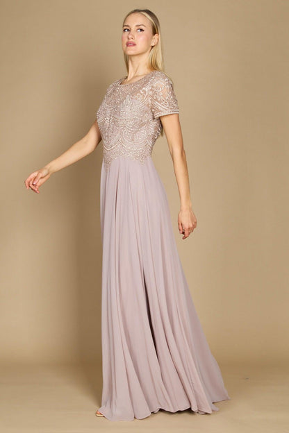 Dylan & Davids Short Sleeve Formal Mother of the Bride Dress  Mocha