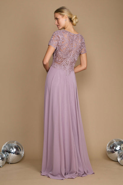 Dylan & Davids Short Sleeve Formal Mother of the Bride Dress Mauve