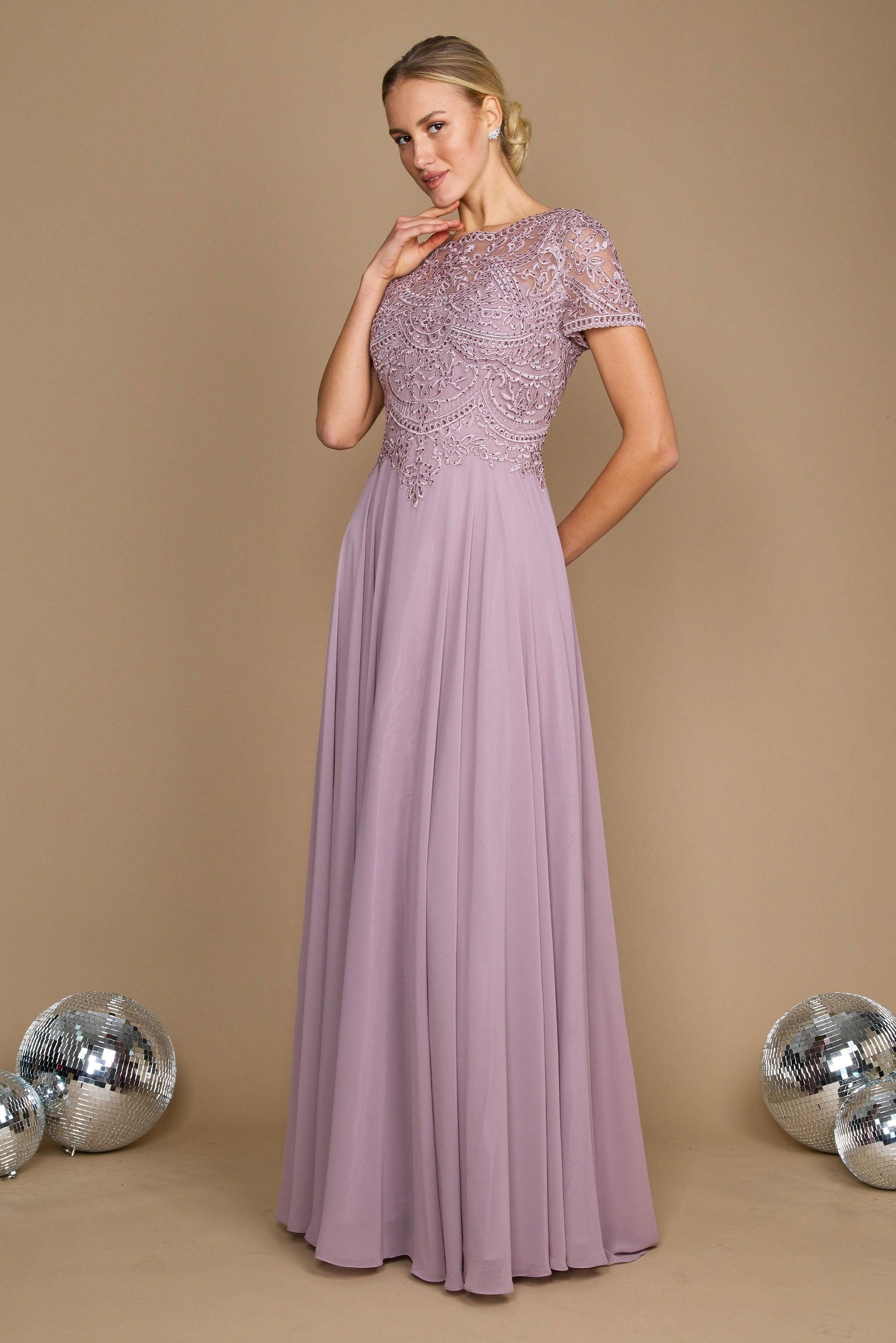 Dylan & Davids Short Sleeve Formal Mother of the Bride Dress Mauve