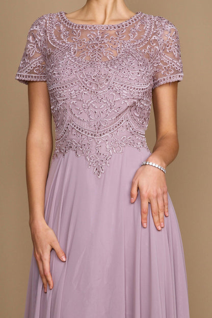 Dylan & Davids Short Sleeve Formal Mother of the Bride Dress Mauve