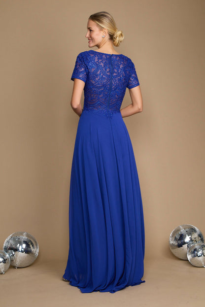 Dylan & Davids Short Sleeve Formal Mother of the Bride Dress Royal