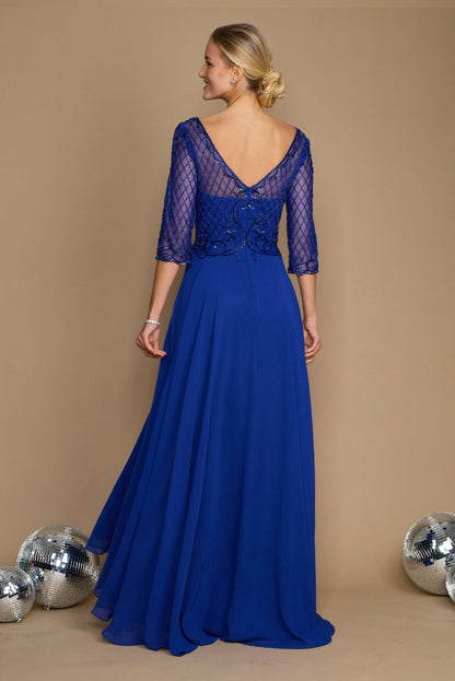 Mother of the Bride Dresses Long Sleeve Hand Beaded Mother of The Bride Dress  Royal Blue