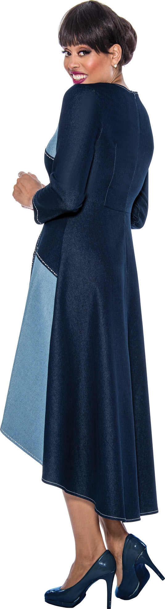 Divine Apparel DS63961 Long Sleeve High Low Dress