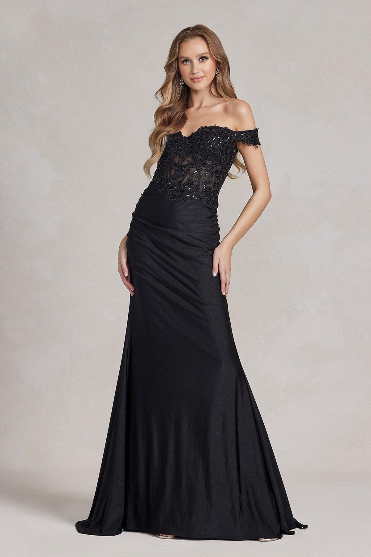 Nox Anabel E1184 Long Off Shoulder Prom Dress