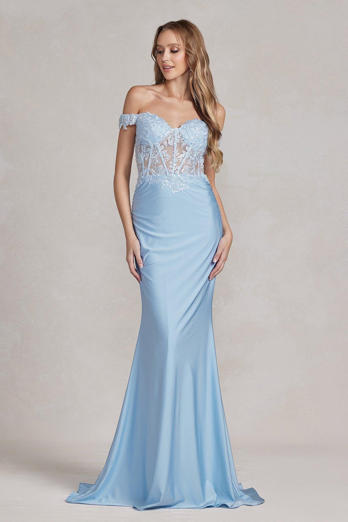 Nox Anabel E1184 Long Off Shoulder Prom Dress