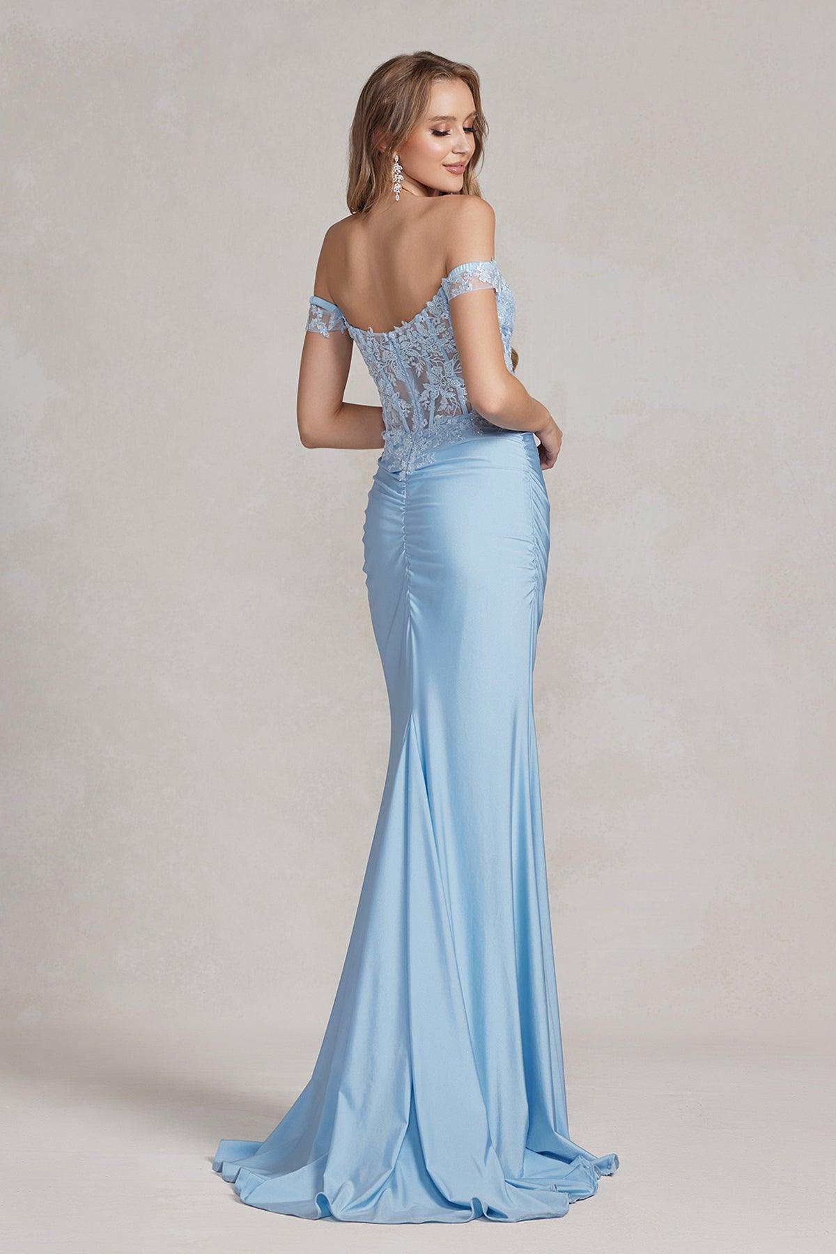 Nox Anabel E1184 Long Off Shoulder Prom Dress