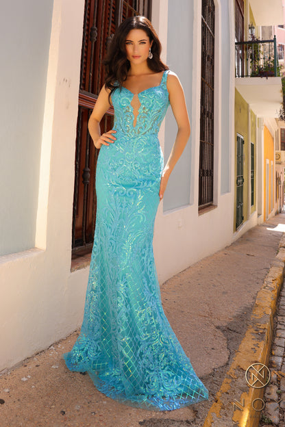 Prom Dresses Sequins Formal Long Prom Gown Turquoise