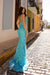 Prom Dresses Sequins Formal Long Prom Gown Turquoise
