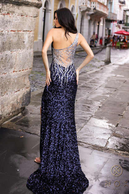 Prom Dresses Long Prom Sequins Gown Navy Blue