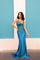 Prom Dresses Long Fitted Sweep Train Prom Gown Peacock Teal