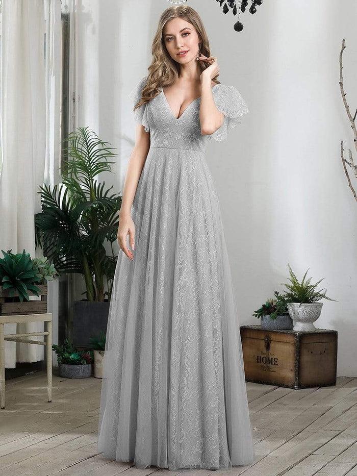 Purple Orchid Ever Pretty 00857 Plus Size A-Line Long V-Neck Formal