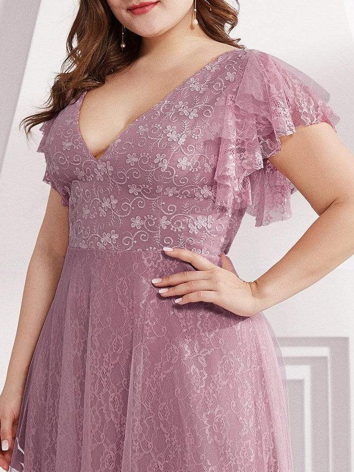 Purple Orchid Ever Pretty 00857 Plus Size ALine Long VNeck Formal