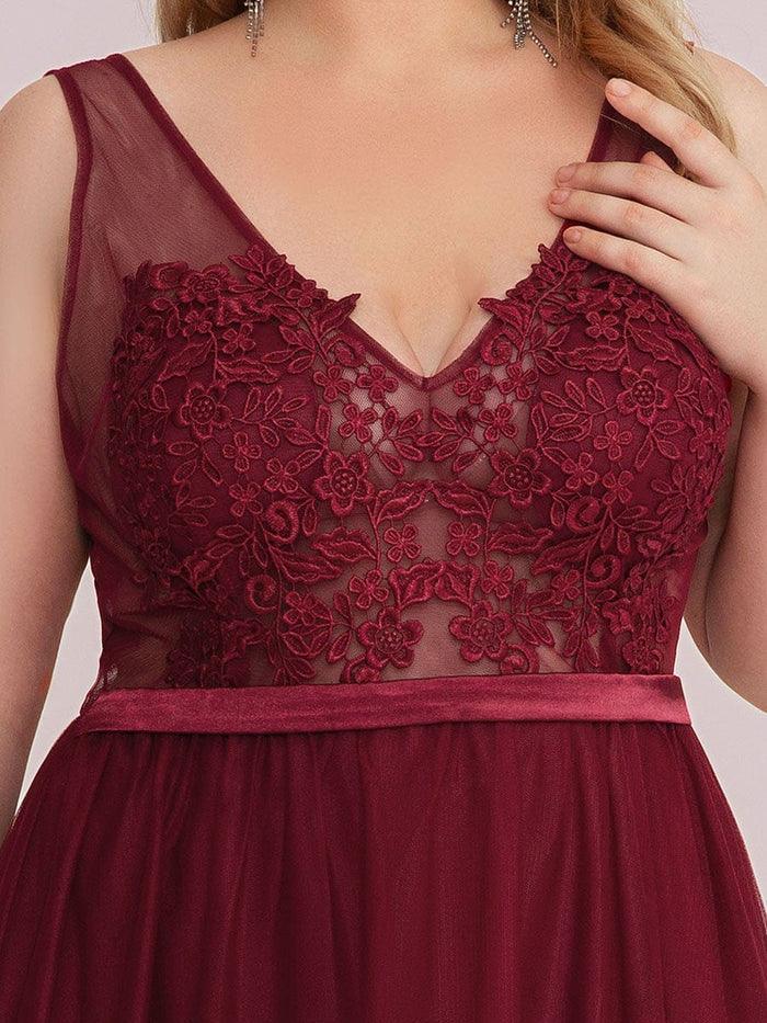 Burgundy Ever Pretty 00930 Plus Size A-Line Sleeveless Long Formal