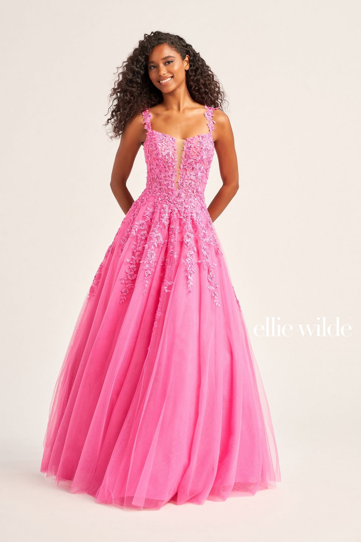 Ellie Wilde EW120014 Long Formal Glitter Prom Ball Gown