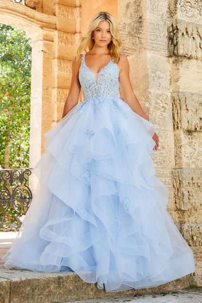 Prom Dresses Prom Long Dress Tiered ball Gown Light Blue