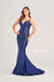 Prom Dresses Beaded Mermaid Long Formal Prom Dress Navy Blue