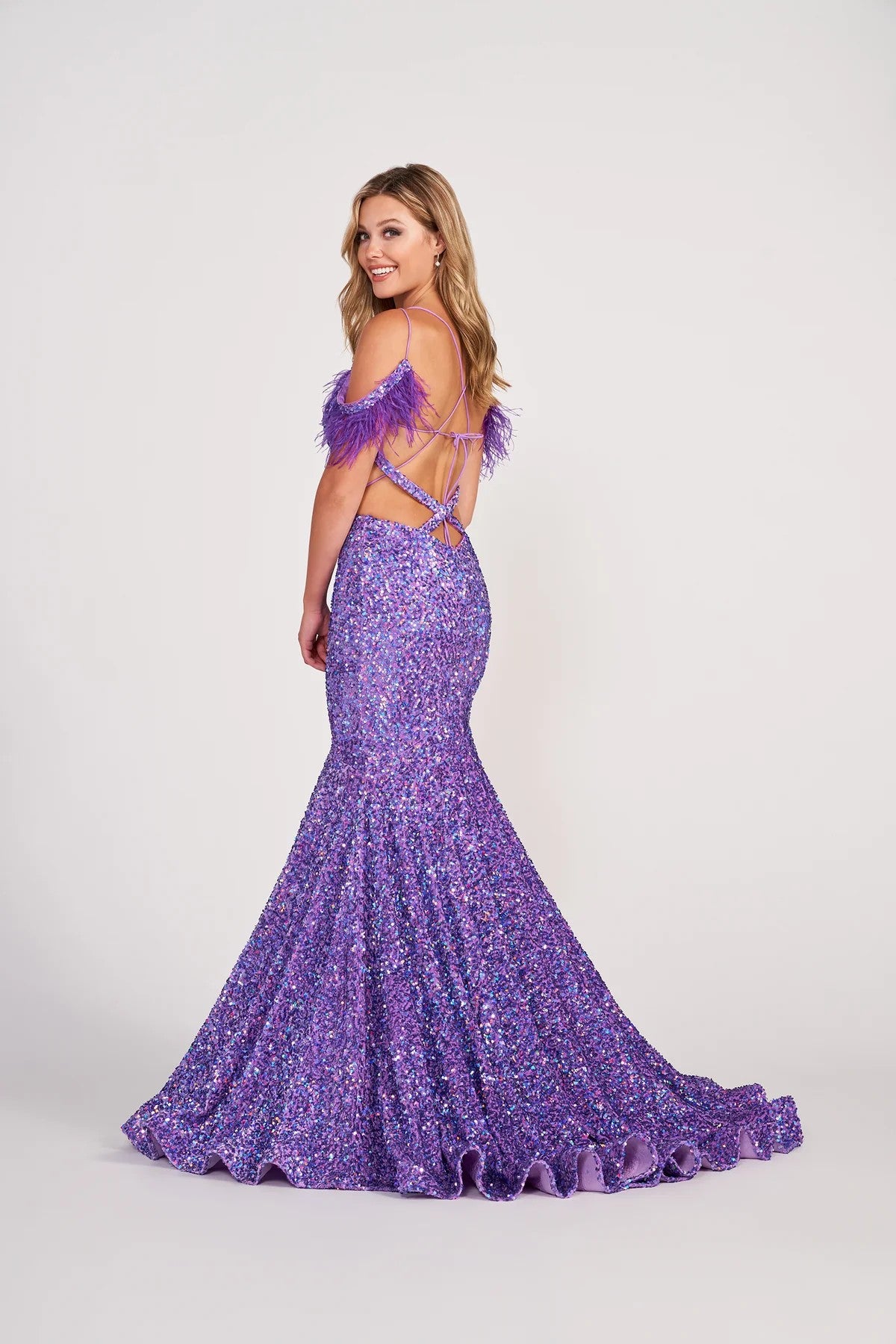 Prom Dresses Detachable Sleeve Long Formal Mermaid Prom Dress Purple