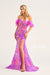 Prom Dresses Long Fitted Formal Detachable Sleeve Prom Gown Purple Rain