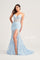 Prom Dresses Long Formal Mermaid Glitter Prom Dress Light Blue