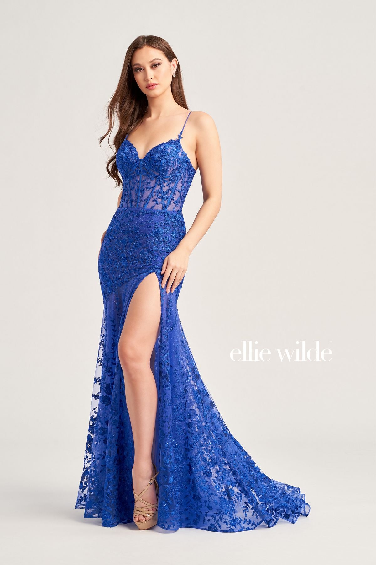 Magenta Ellie Wilde EW35005 Long Formal Mermaid Glitter Prom Dress