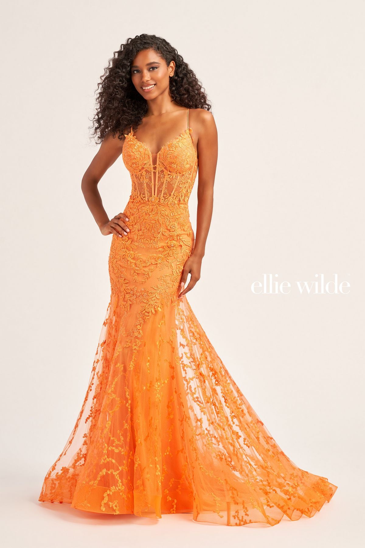 Ellie Wilde EW35010 Long Fitted Formal Glitter Prom Dress